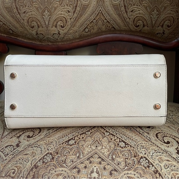 Henri Bendel Large Ivory Uptown Satchel with Gold Tone Hardware & Long Strap - Picture 5 of 13